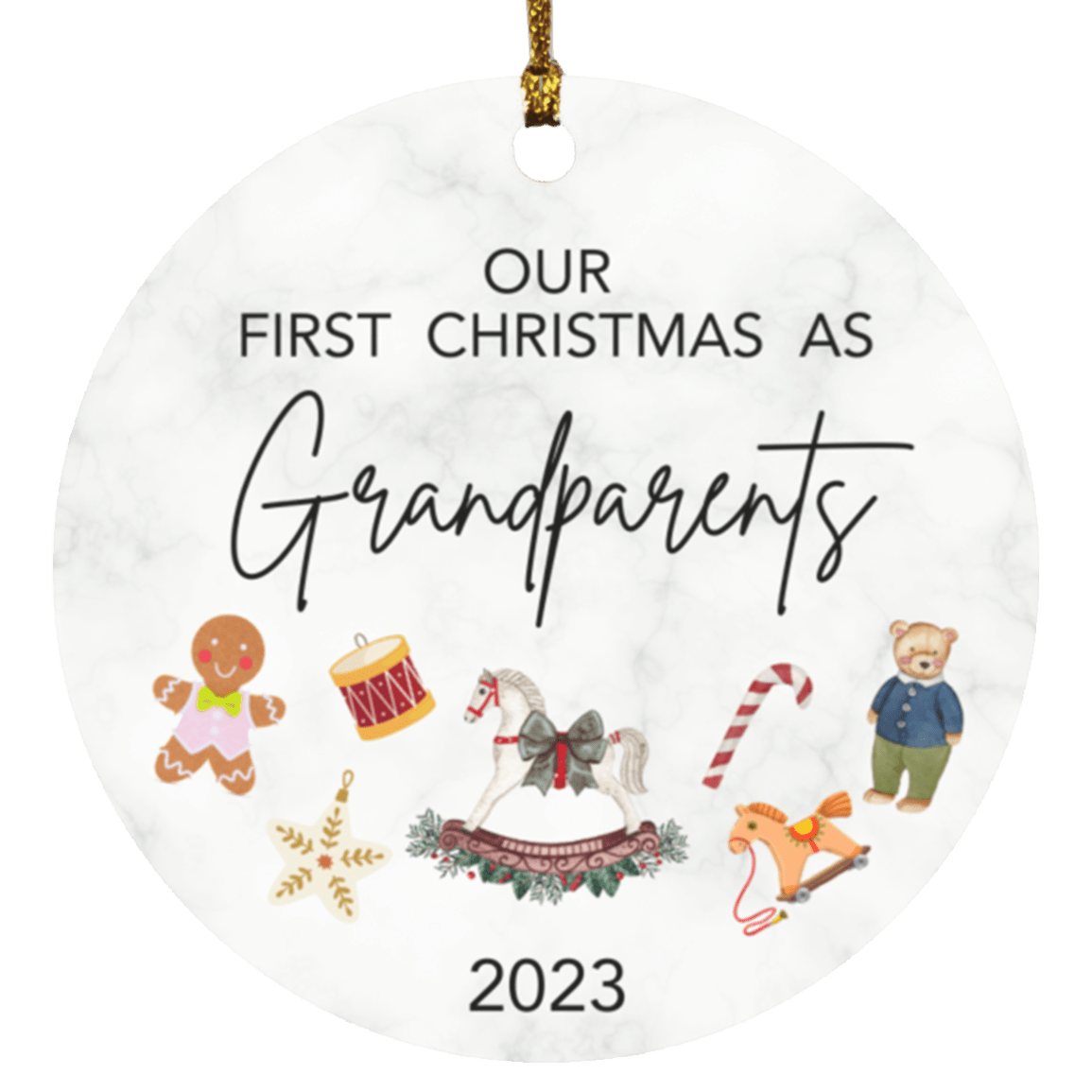 First Chrismas As Grandparents Circle Ornament - Dearly Loved Designs