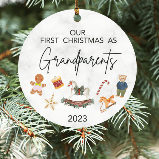 First Chrismas As Grandparents Circle Ornament - Dearly Loved Designs