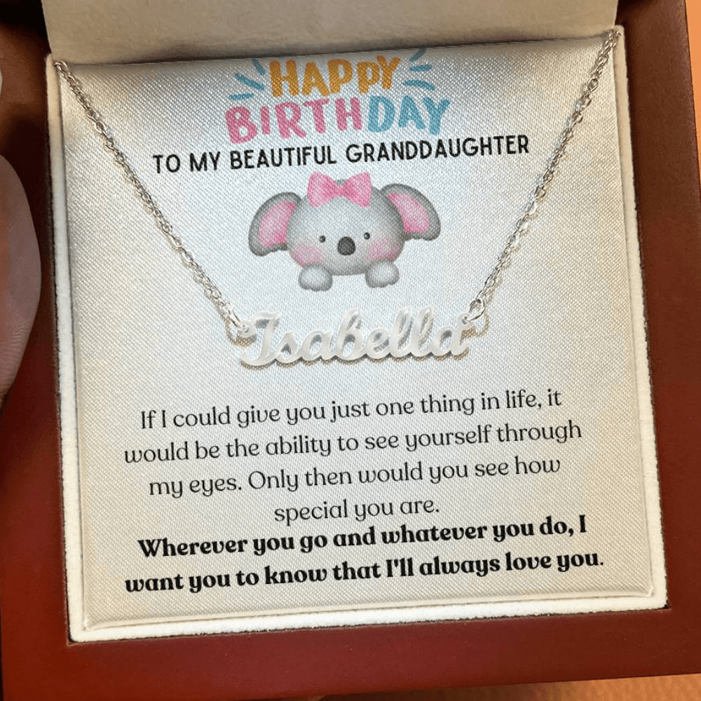 Happy Birthday, To My Beautiful Granddaughter - Koala - Name Necklace - Dearly Loved Designs