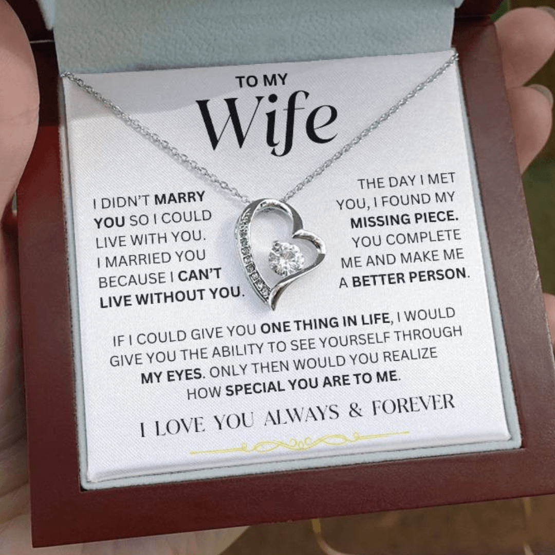 Wife - I Can't Live Without You - Forever Love Necklace - Dearly Loved Designs