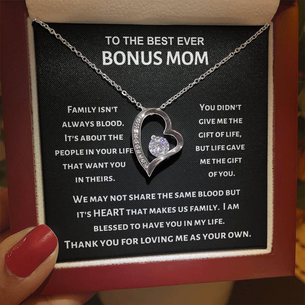 Best Ever Bonus Mom - Forever Love Necklace - Gift for Stepmom