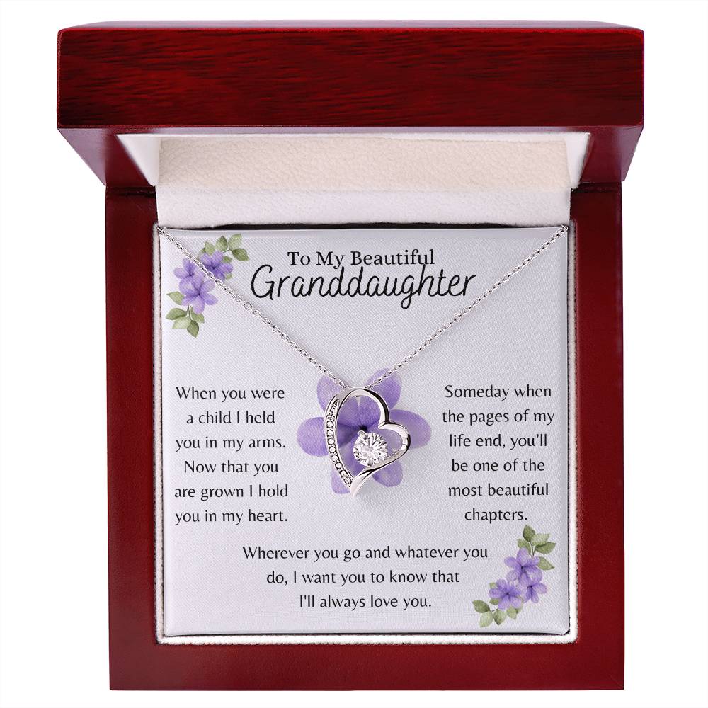 To My Beautiful Granddaughter, I Hold You in My Heart - Forever Love Necklace - Dearly Loved Designs