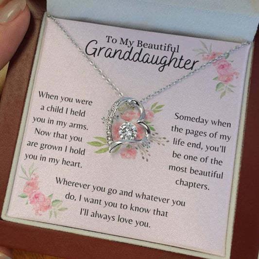 To My Beautiful Granddaughter - Pink MC- Forever Love Necklace - Dearly Loved Designs