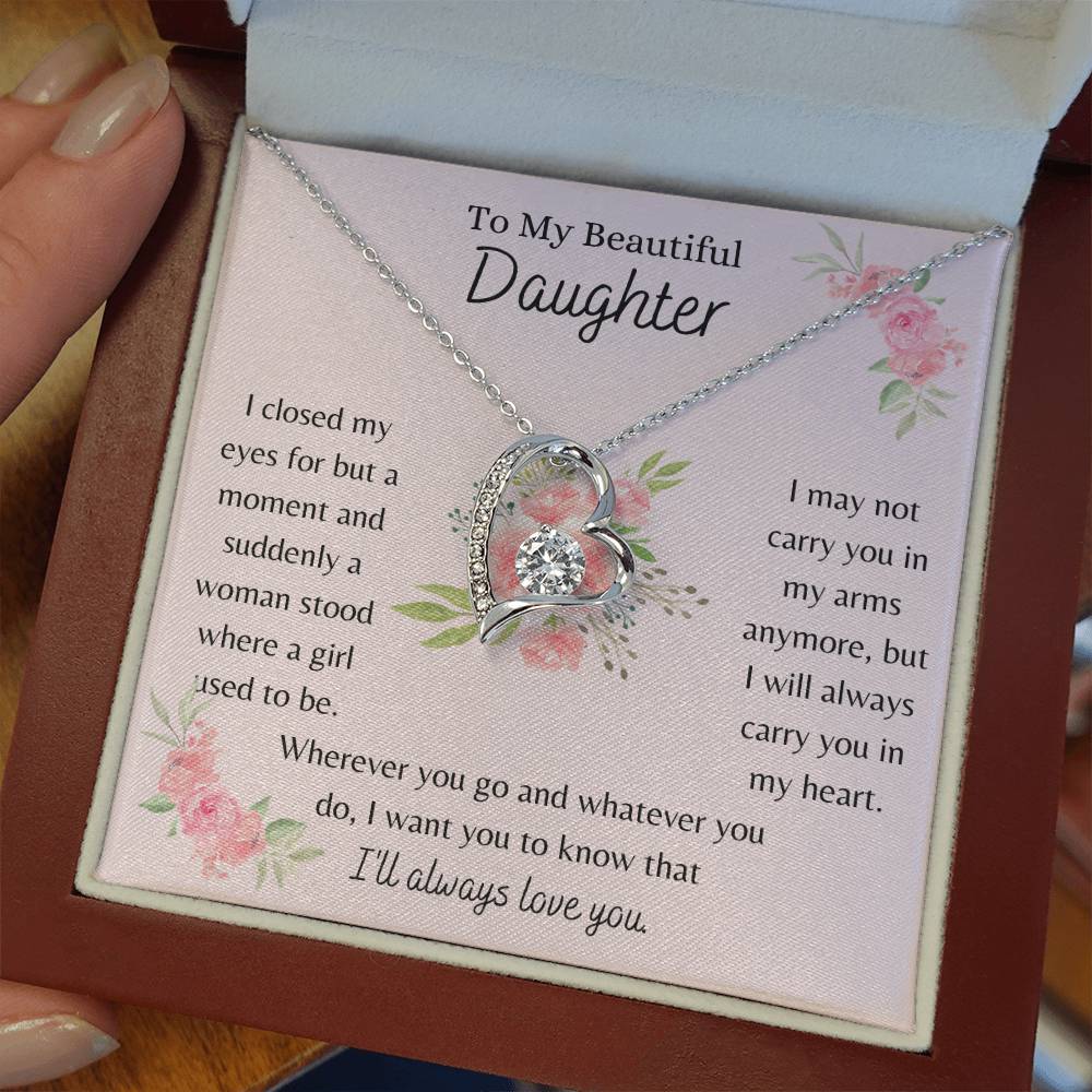 To My Beautiful Daughter, I'll Always Love You - Pink Bouquet - Forever Love Necklace - Dearly Loved Designs