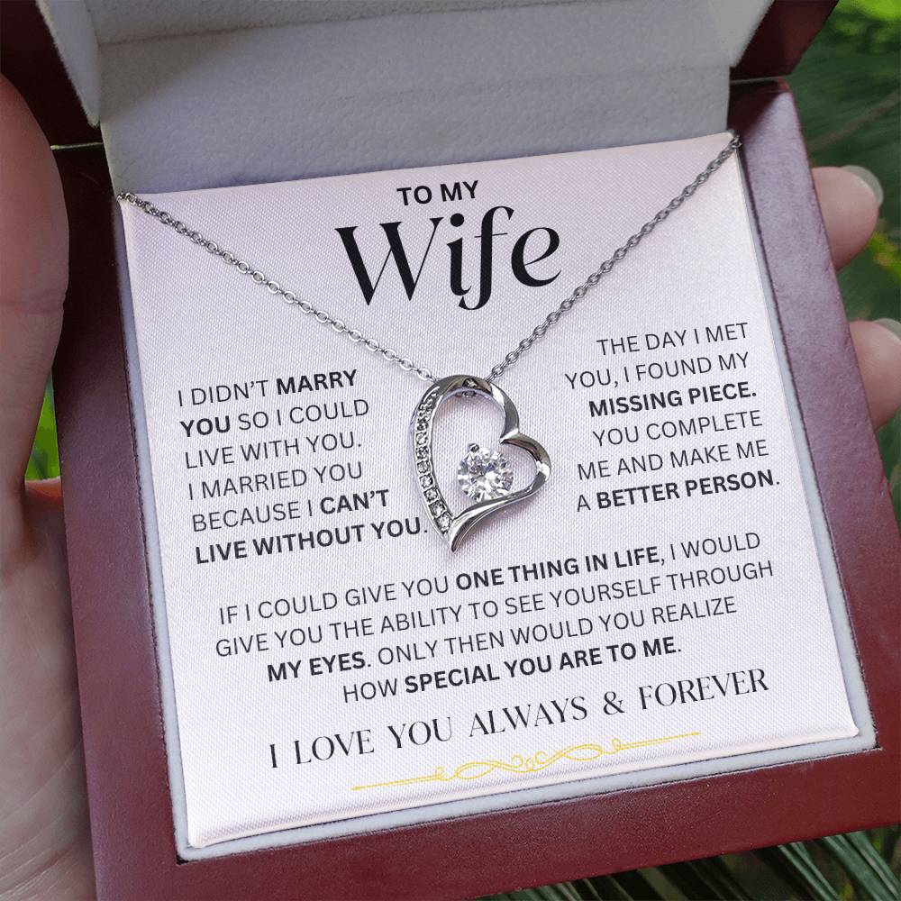 Wife - I Can't Live Without You - Forever Love Necklace - Dearly Loved Designs