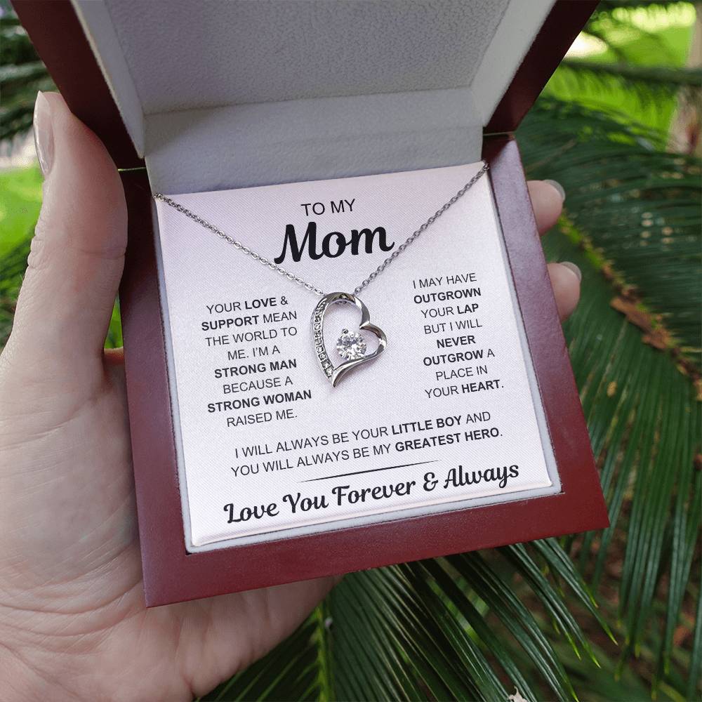 Mom - My Greatest Hero - Gift From Son to Mom - Forever Love Necklace