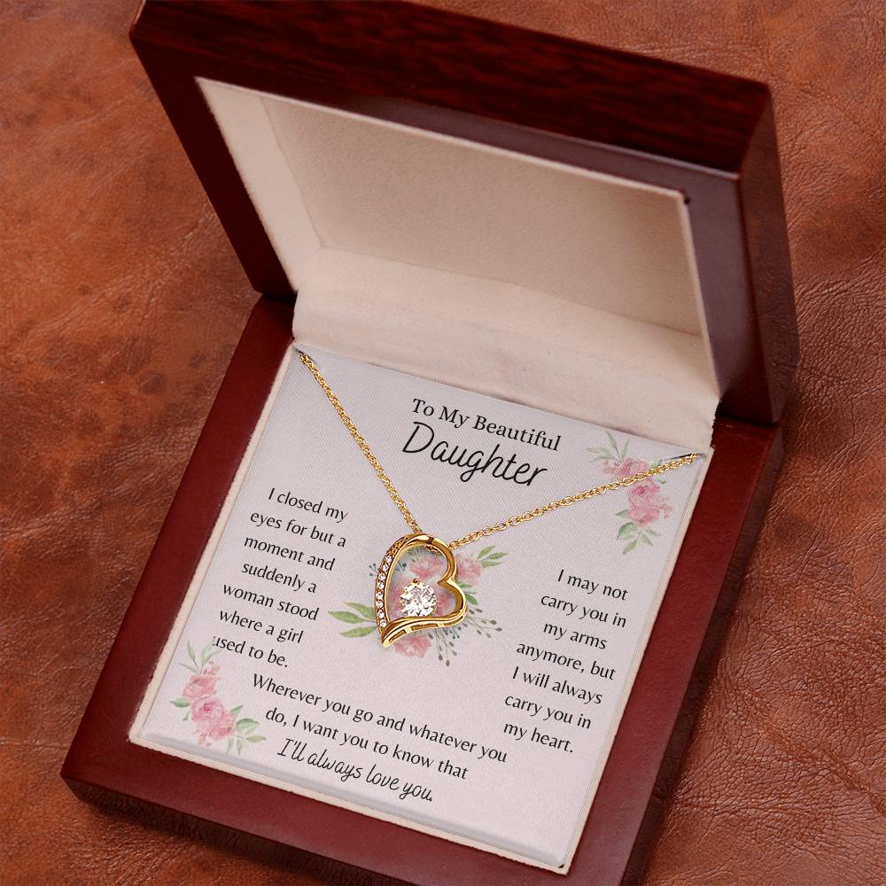 To My Beautiful Daughter, I'll Always Love You - Pink Bouquet - Forever Love Necklace - Dearly Loved Designs