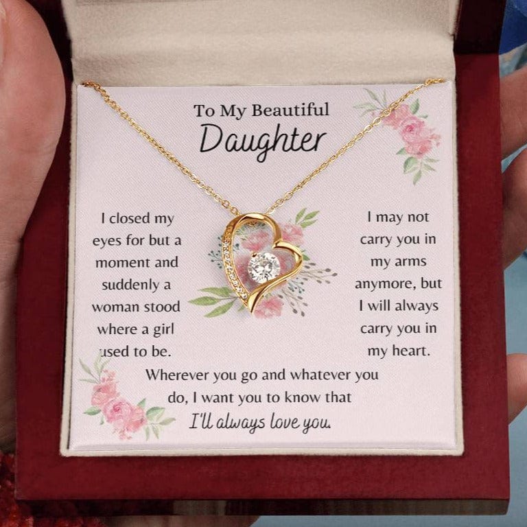 To My Beautiful Daughter, I'll Always Love You - Pink Bouquet - Forever Love Necklace - Dearly Loved Designs