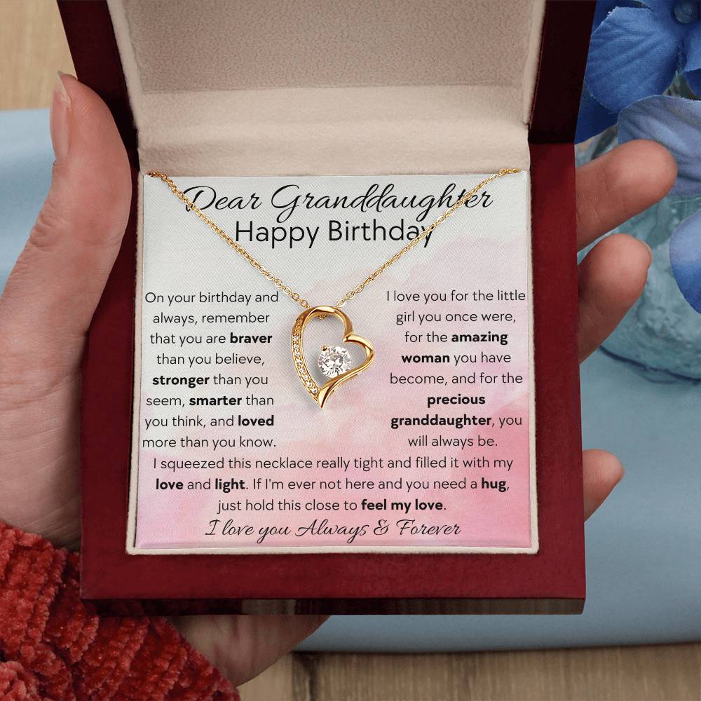 Dear Granddaughter, Happy Birthday - Forever Love Necklace - Dearly Loved Designs