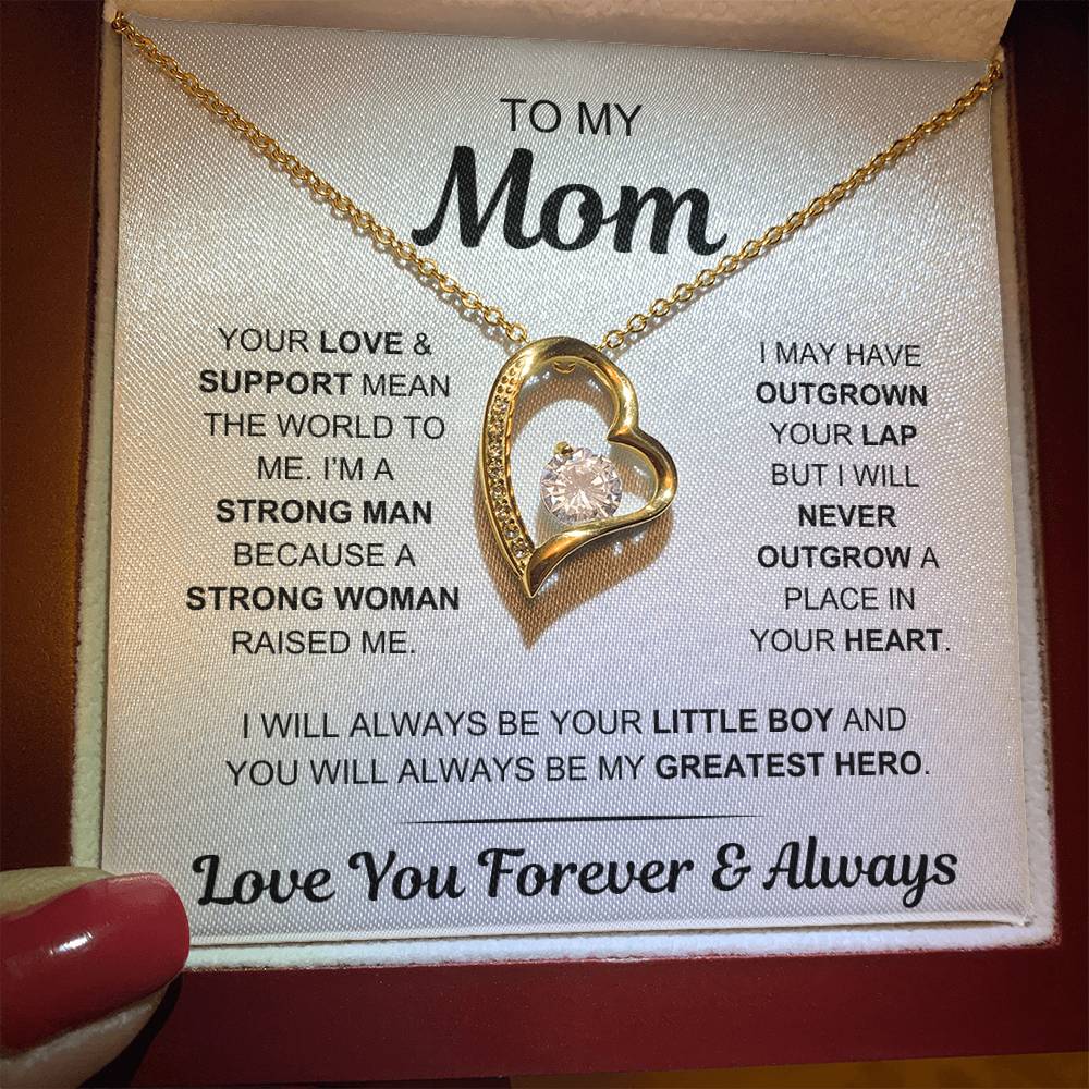 Mom - My Greatest Hero - Gift From Son to Mom - Forever Love Necklace