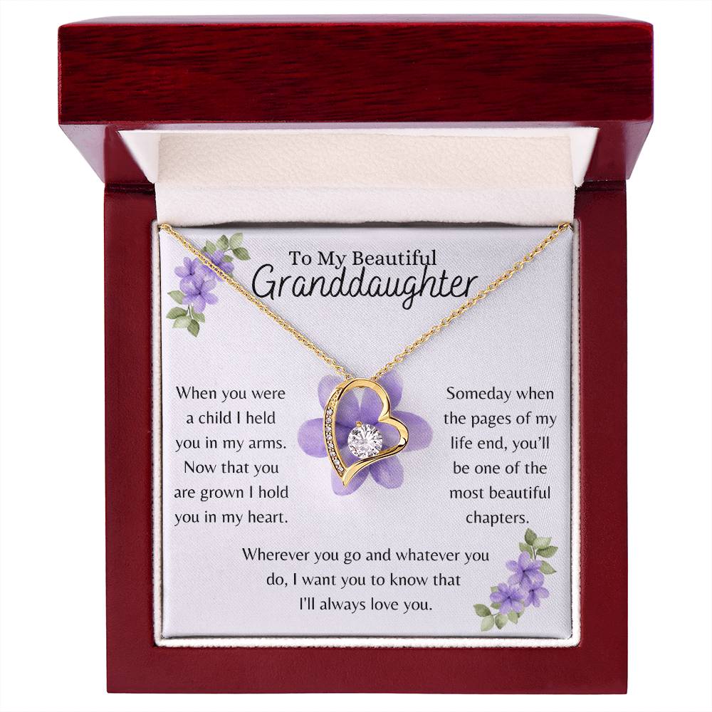 To My Beautiful Granddaughter, I Hold You in My Heart - Forever Love Necklace - Dearly Loved Designs