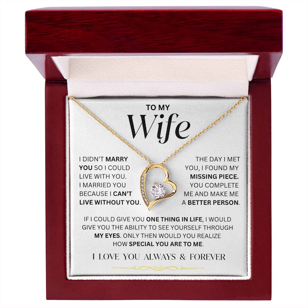 Wife - I Can't Live Without You - Forever Love Necklace