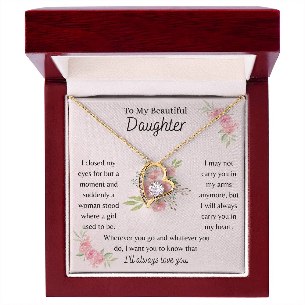 To My Beautiful Daughter, I'll Always Love You - Pink Bouquet - Forever Love Necklace - Dearly Loved Designs