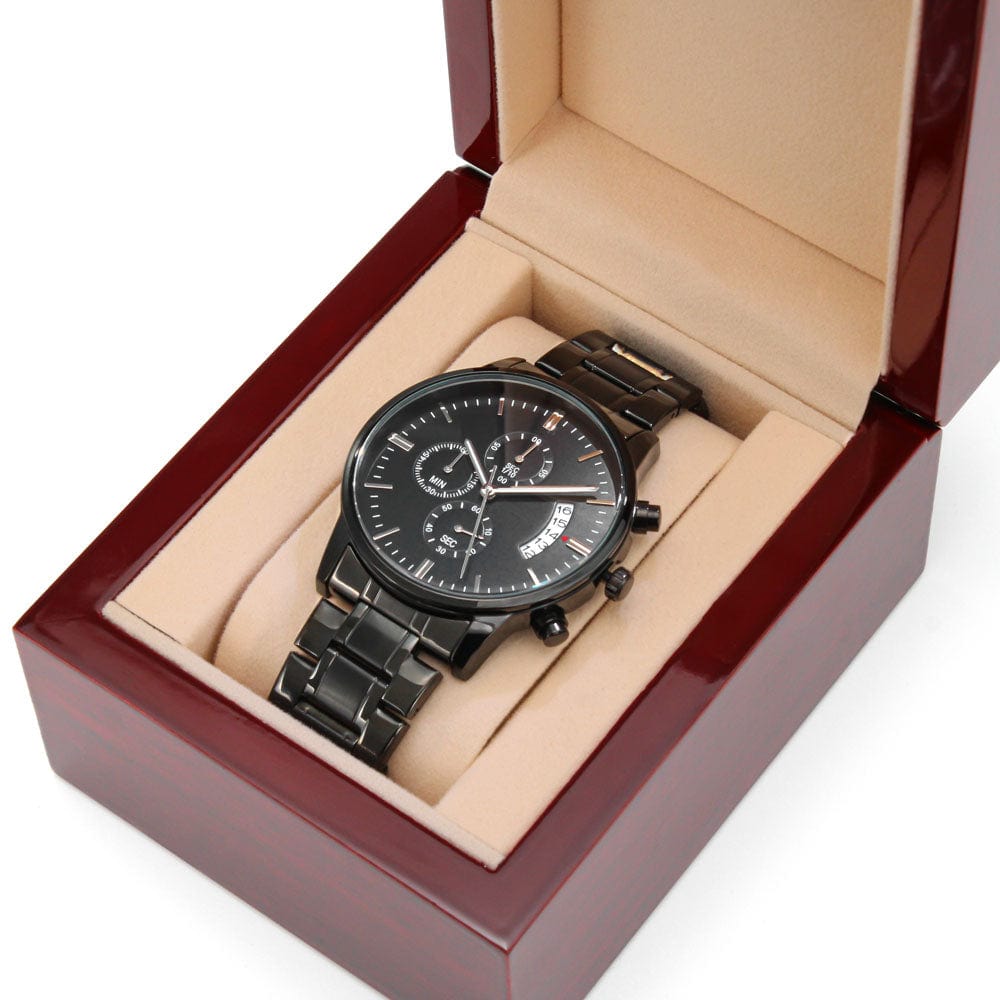 You Are Awesome, Love, Mom - Engraved Black Chronograph Watch - Dearly Loved Designs