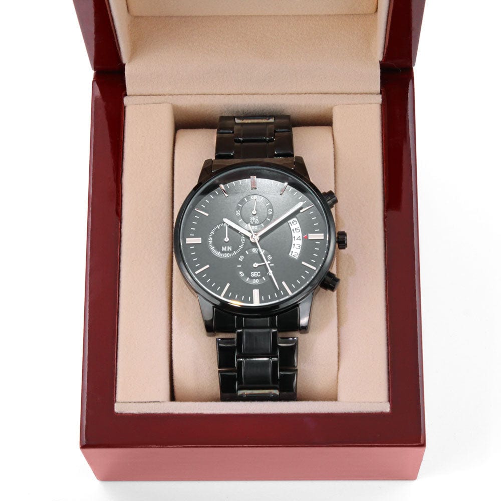 You Are Awesome, Love, Mom - Engraved Black Chronograph Watch - Dearly Loved Designs