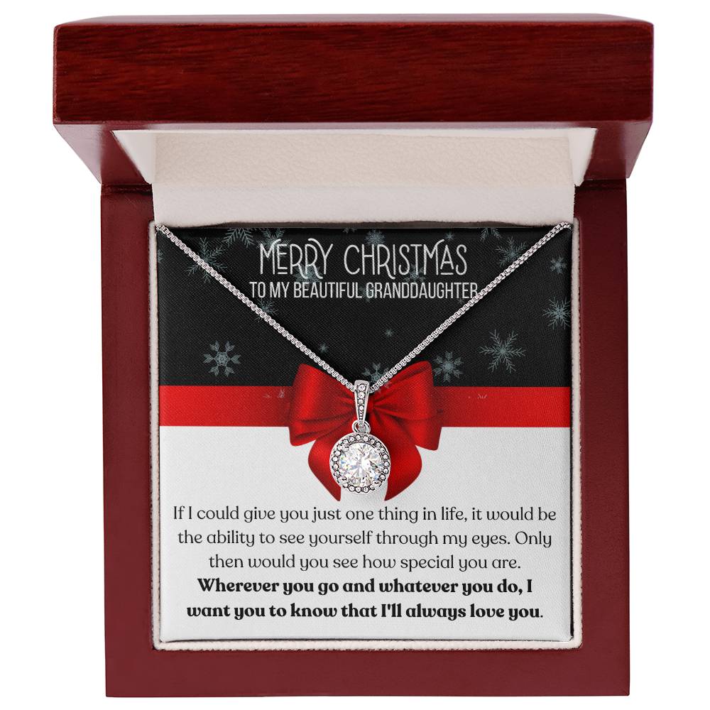 To My Beautiful Granddaughter, Merry Christmas - Red Bow - Eternal Hope Necklace - Dearly Loved Designs