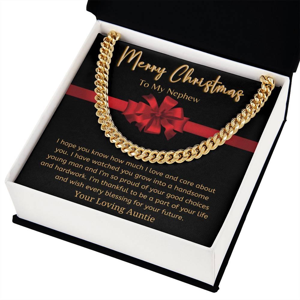 Merry Christmas Nephew - Cuban Link Chain - Dearly Loved Designs