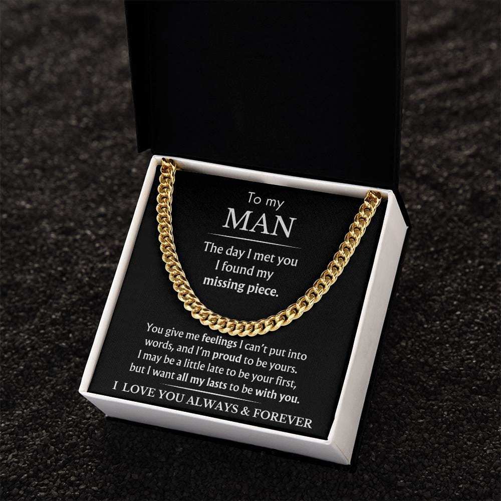 To My Man - You Are My Missing Piece - Black - Cuban Link Chain