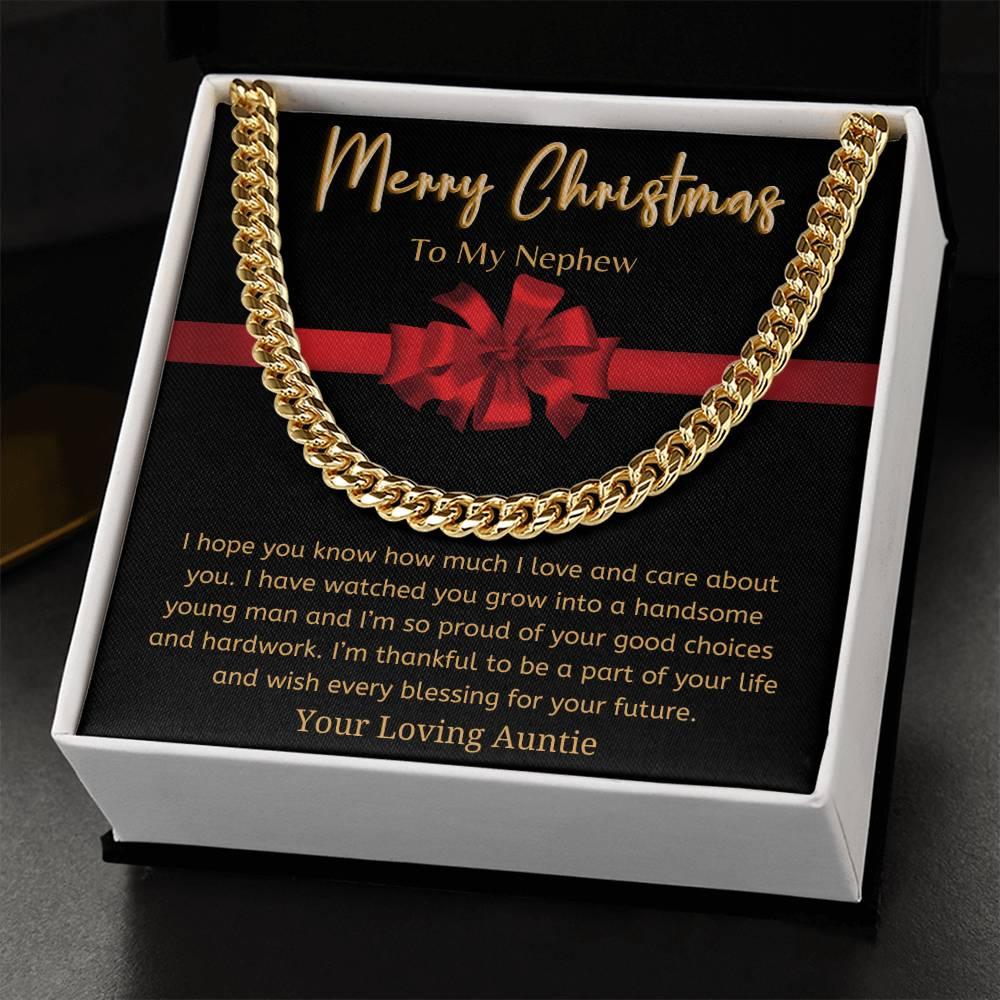 Merry Christmas Nephew - Cuban Link Chain - Dearly Loved Designs