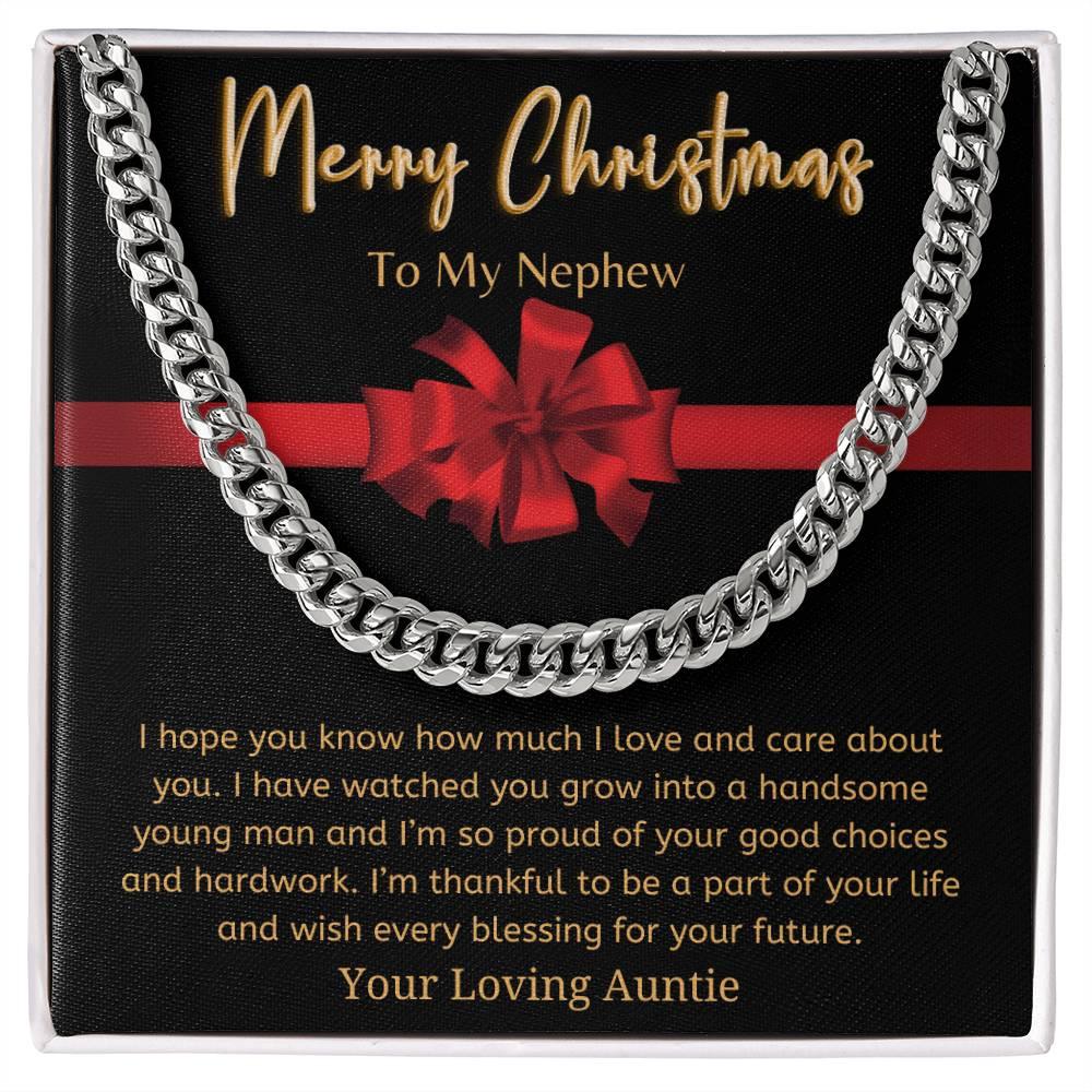 Merry Christmas Nephew - Cuban Link Chain - Dearly Loved Designs