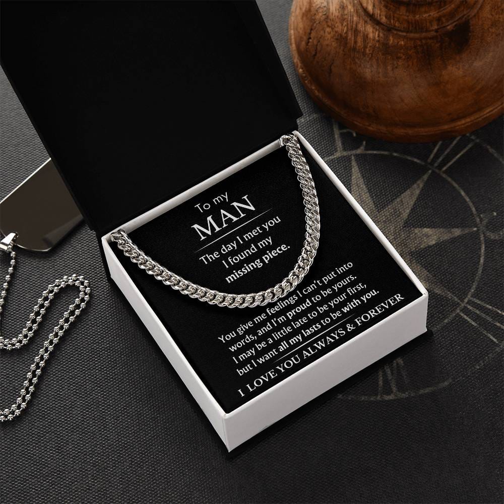 To My Man - You Are My Missing Piece - Black - Cuban Link Chain