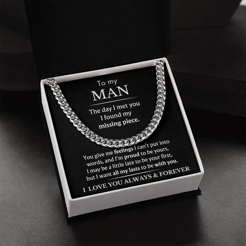 To My Man - You Are My Missing Piece - Black - Cuban Link Chain