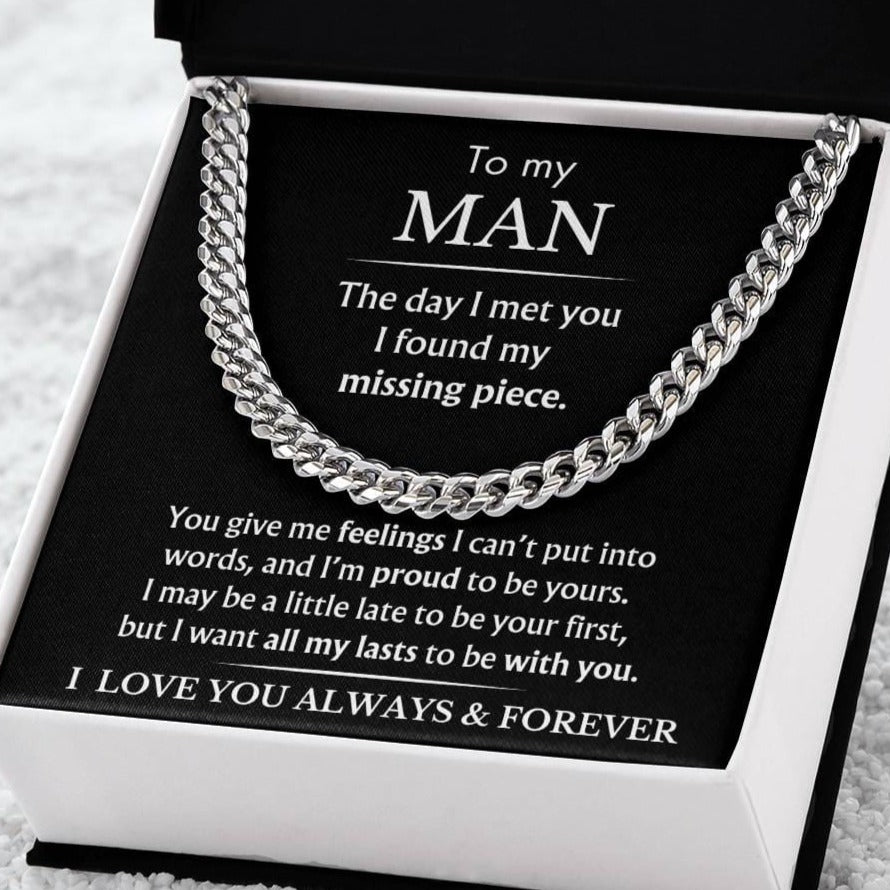 To My Man - You Are My Missing Piece - Black - Cuban Link Chain