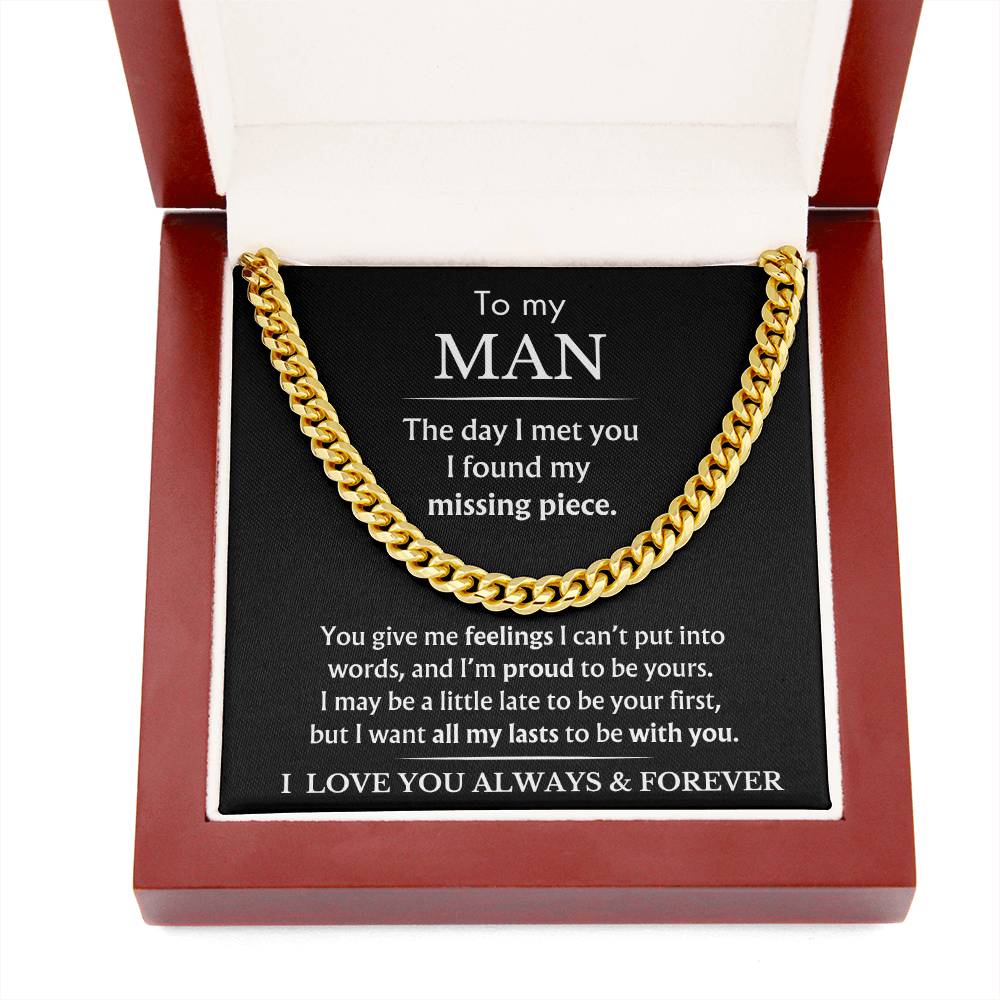 To My Man - You Are My Missing Piece - Black - Cuban Link Chain