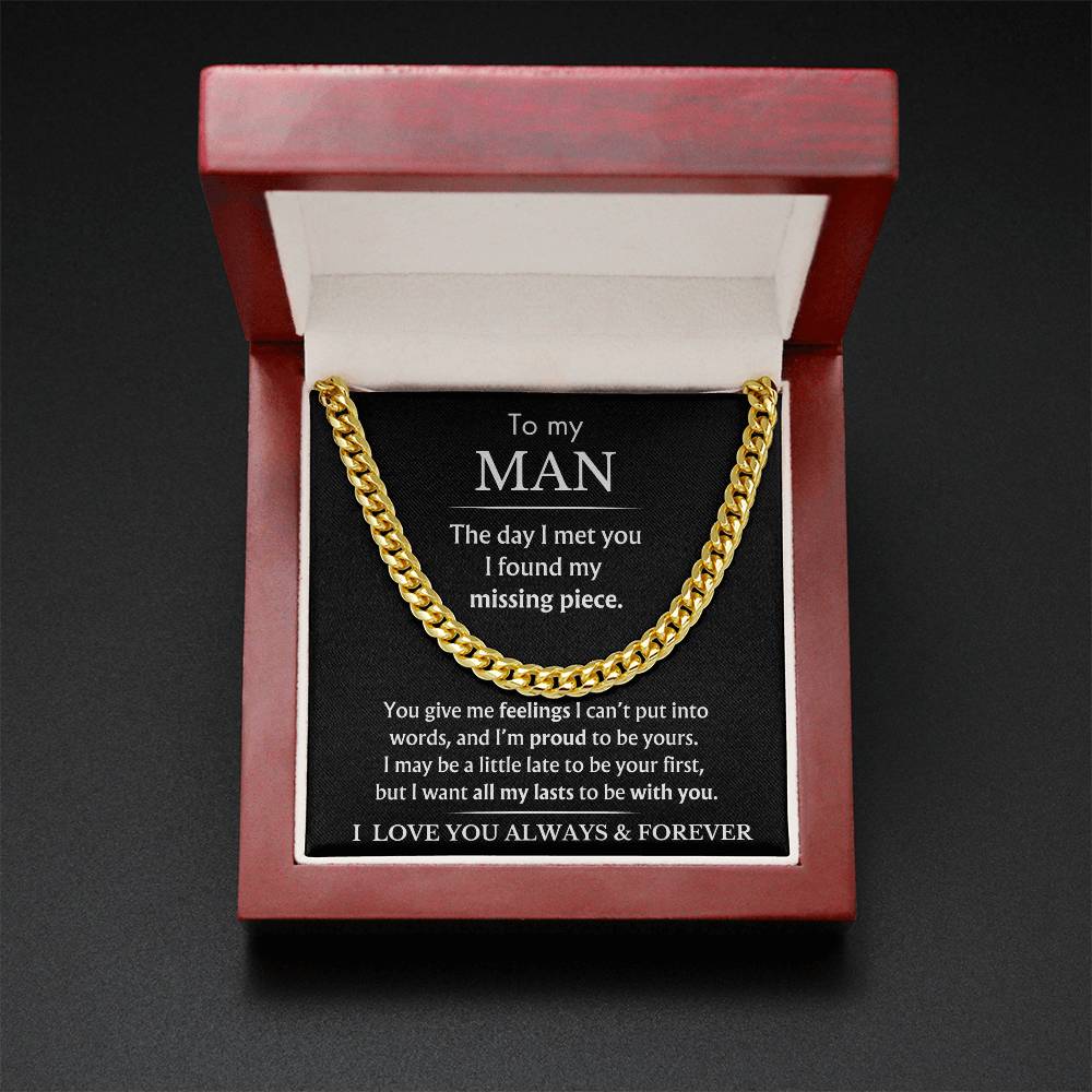 To My Man - You Are My Missing Piece - Black - Cuban Link Chain