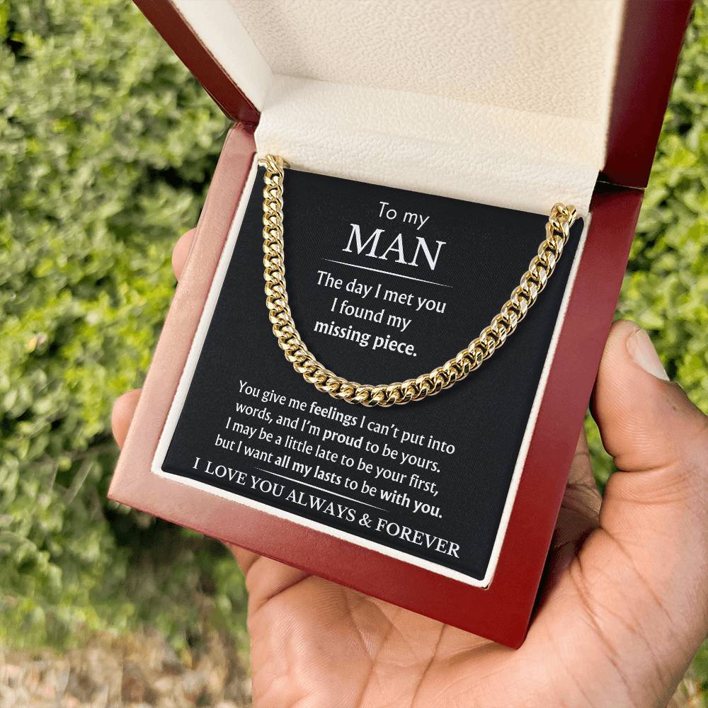 To My Man - You Are My Missing Piece - Black - Cuban Link Chain