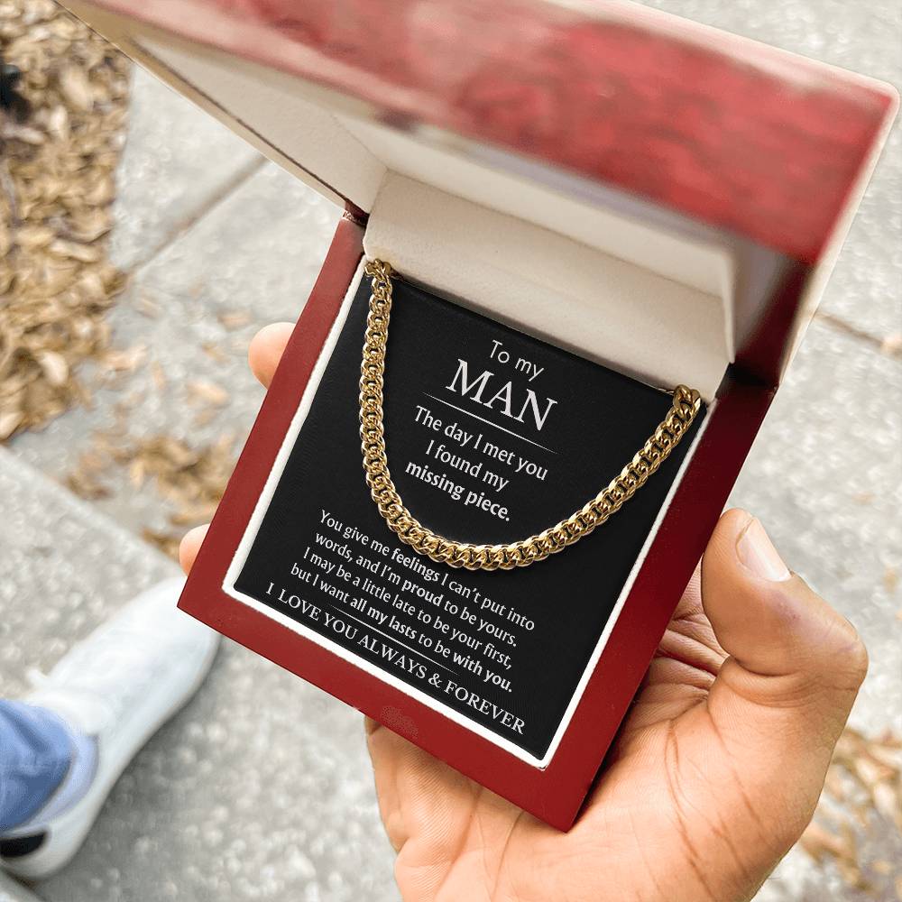 To My Man - You Are My Missing Piece - Black - Cuban Link Chain