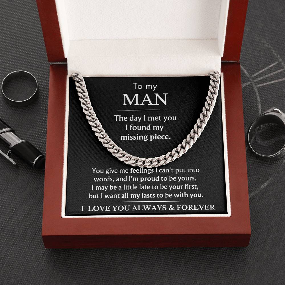 To My Man - You Are My Missing Piece - Black - Cuban Link Chain