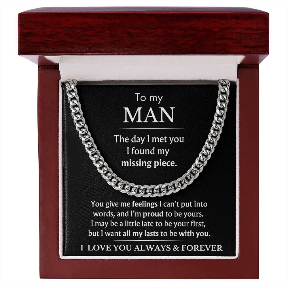 To My Man - You Are My Missing Piece - Black - Cuban Link Chain