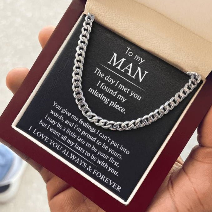 To My Man - You Are My Missing Piece - Black - Cuban Link Chain