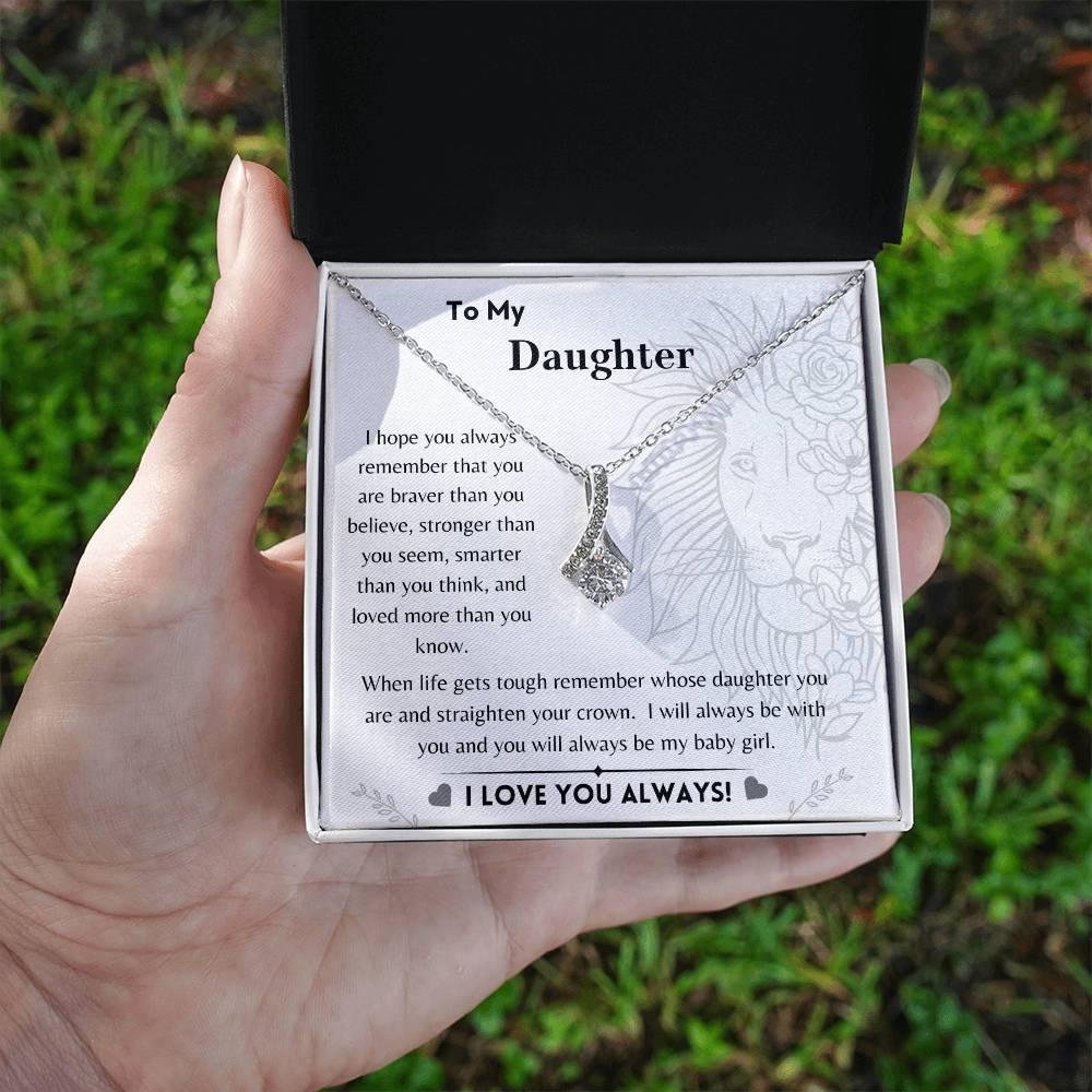 To My Daughter - Braver, Stronger, Smarter - Alluring Beauty Necklace - Dearly Loved Designs