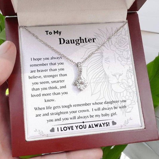 To My Daughter - Braver, Stronger, Smarter - Alluring Beauty Necklace - Dearly Loved Designs