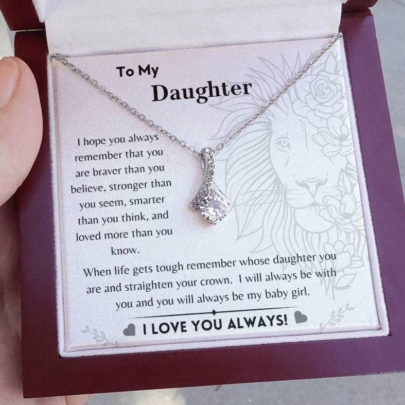 To My Daughter - Braver, Stronger, Smarter - Alluring Beauty Necklace - Dearly Loved Designs