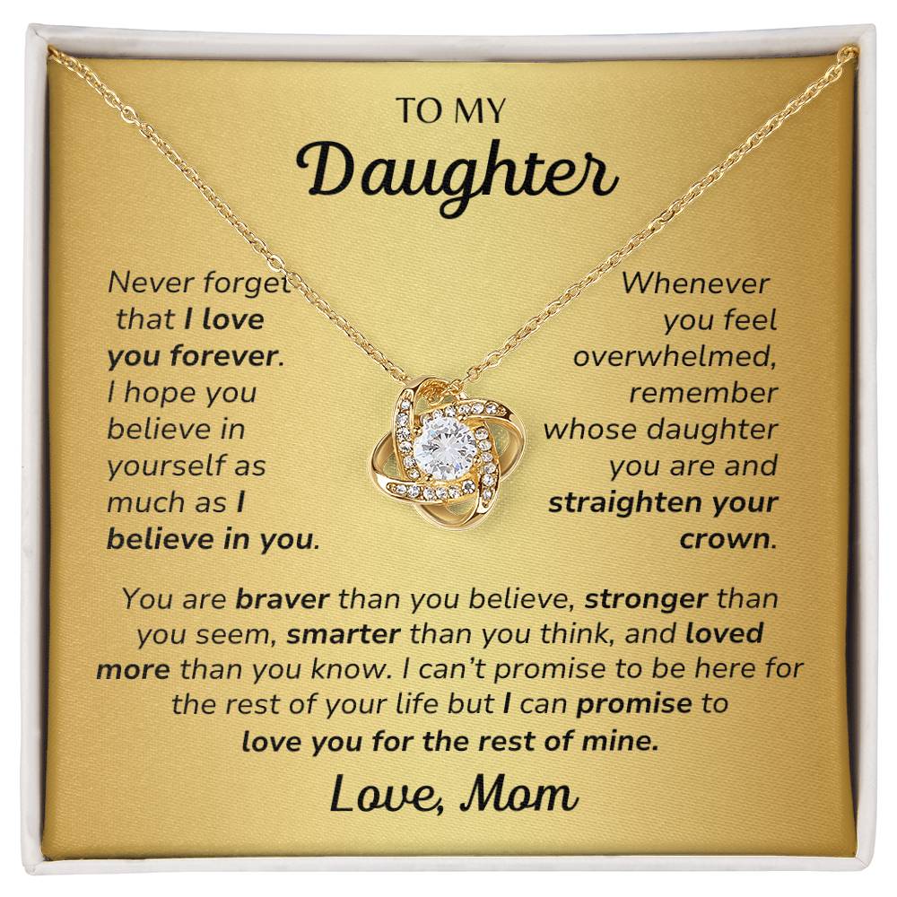 Daughter, Love Mom - You Are Loved More Than You Know - Love Knot Necklace - Dearly Loved Designs