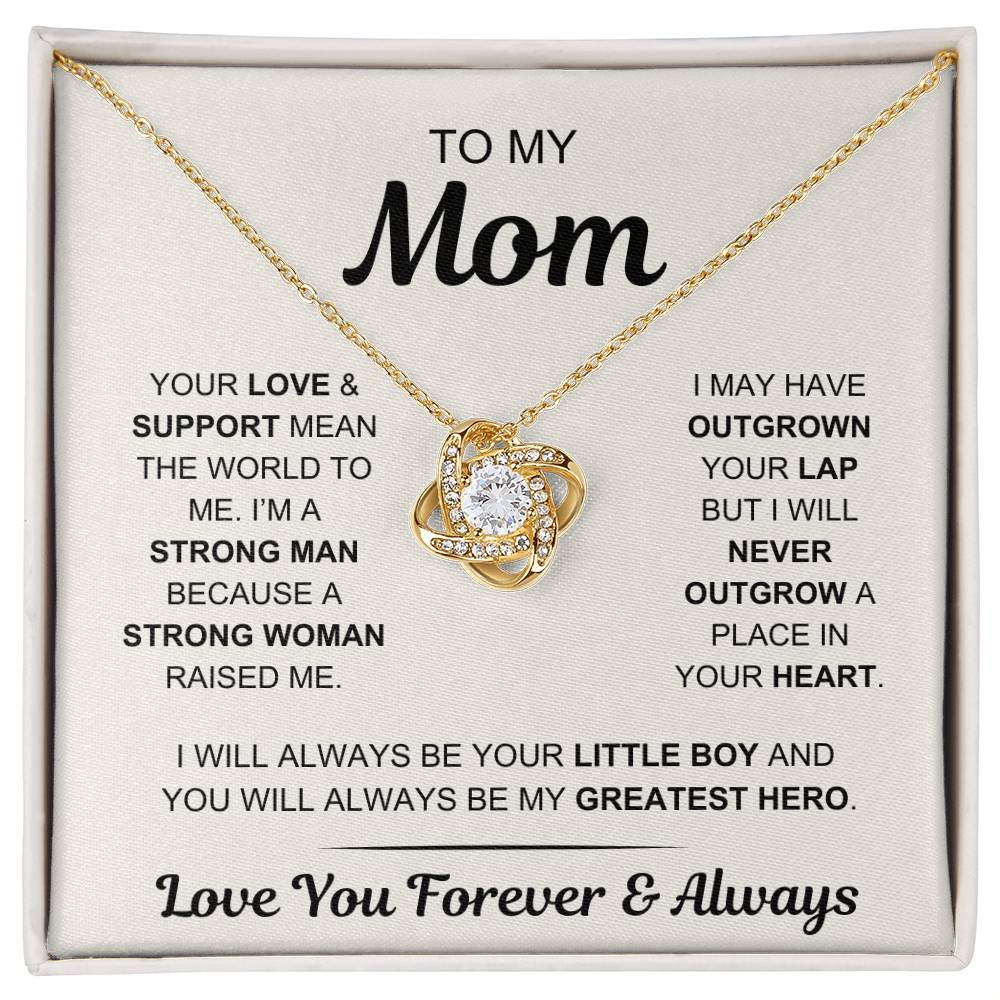 Mom- My Greatest Hero - From Son - Love Knot Necklace