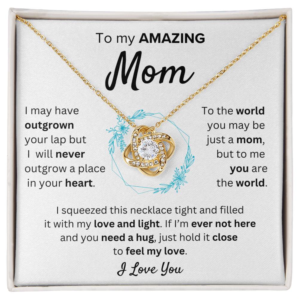 Mom - You Mean the World to Me - Love Knot Necklace