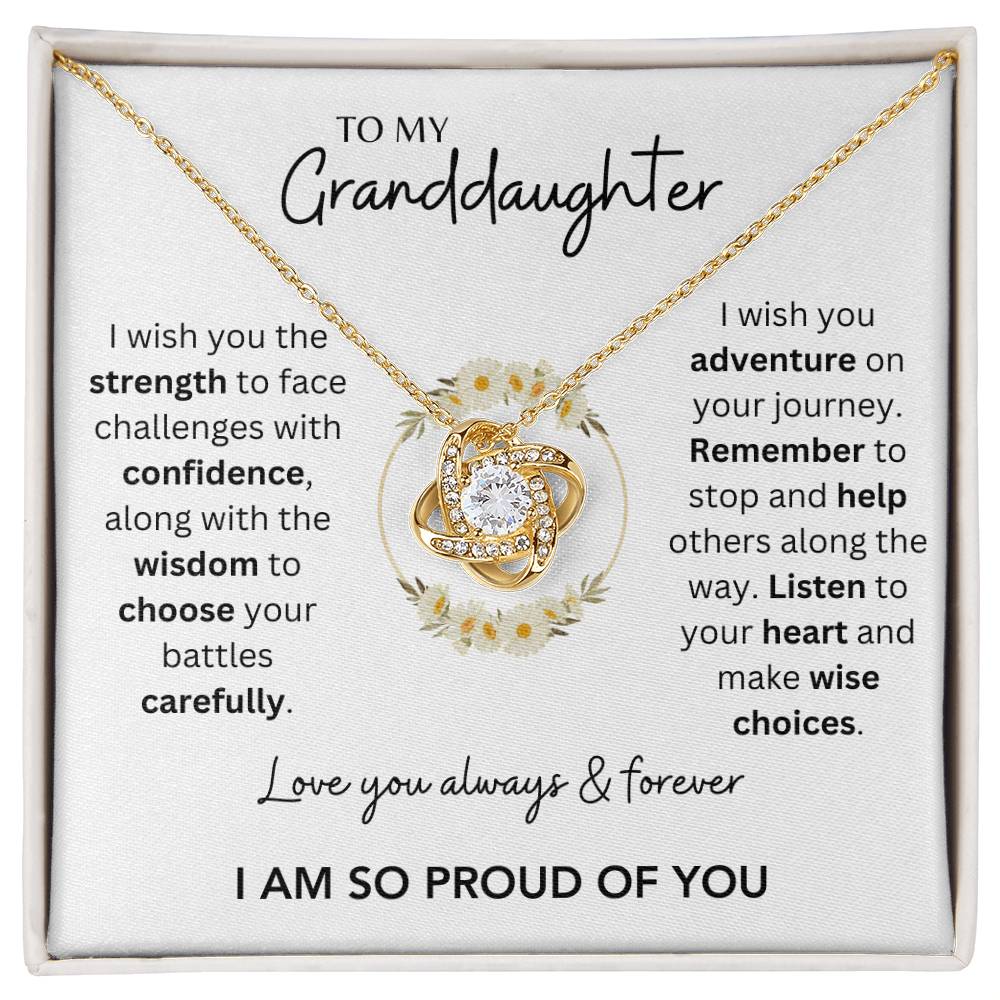 Granddaughter - You Make Me Proud - Love Knot Necklace - Dearly Loved Designs