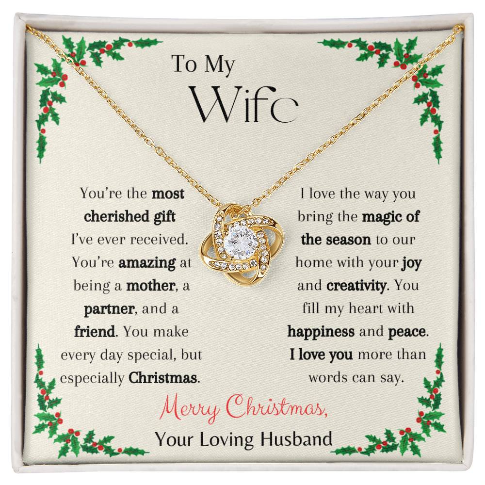 Merry Christmas, My Wife - Love Knot Necklace - Dearly Loved Designs