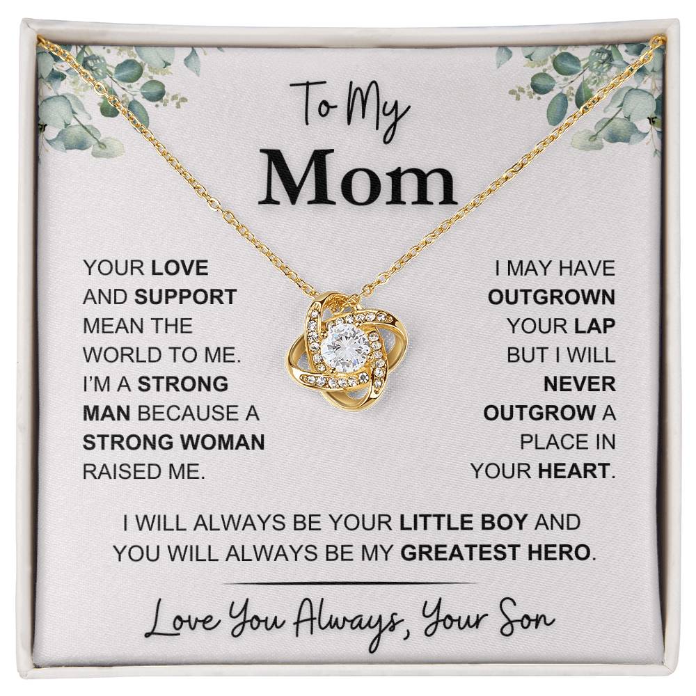 Mom - You Mean the World to Me - Love Knot Necklace - Gift to Mother From Son