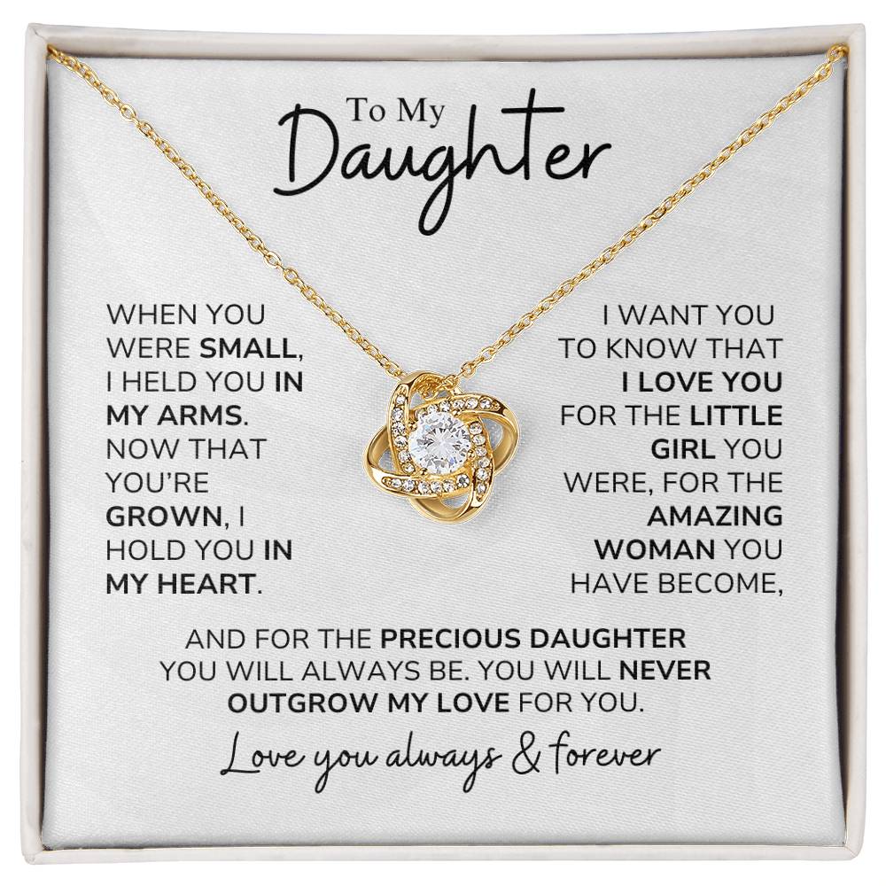 Daughter - You'll Never Outgrow My Love - Love Knot Necklace - Dearly Loved Designs