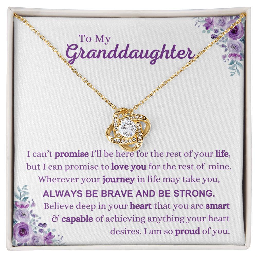 Granddaughter - Be Brave & Be Strong - Love Knot Necklace - Dearly Loved Designs