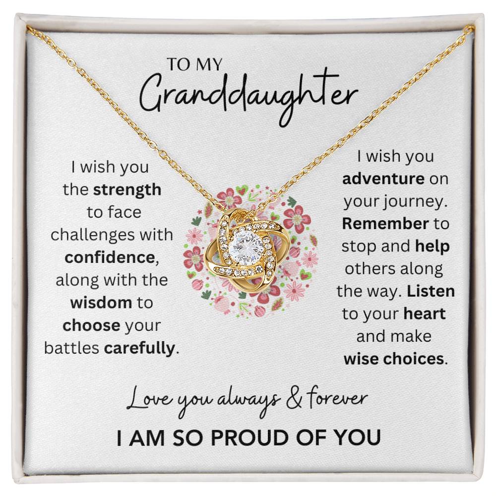 Granddaughter - I Am So Proud of You - Love Knot Necklace - Dearly Loved Designs