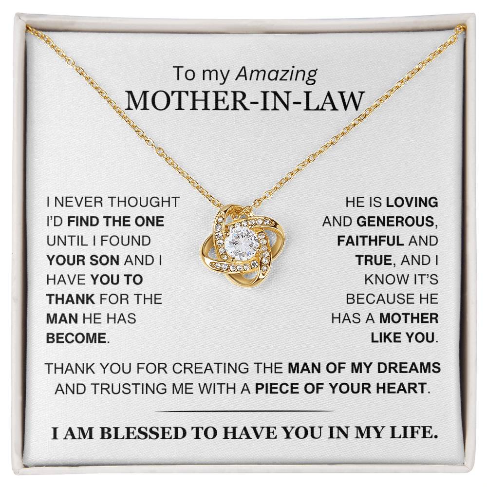 Mother-In-Law - From Daughter-In-Law - You Created the Man of My Dreams - Love Knot Necklace - Gift to Mother-In-Law- Mother's Day Gift - Christmas