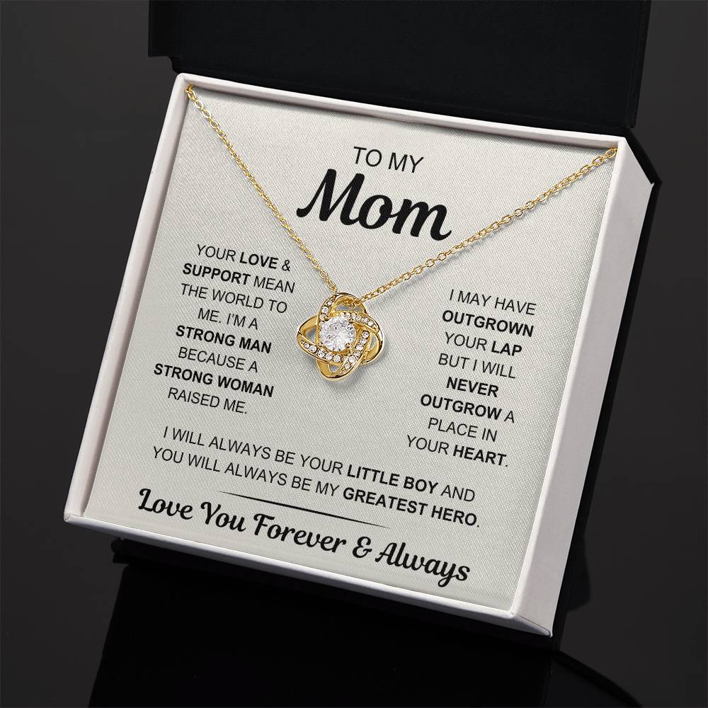 Mom- My Greatest Hero - From Son - Love Knot Necklace