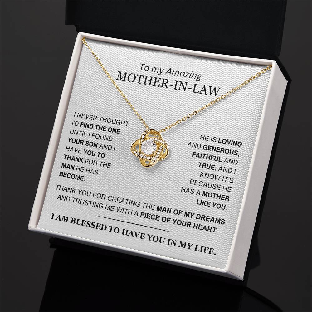 Mother-In-Law - From Daughter-In-Law - You Created the Man of My Dreams - Love Knot Necklace - Gift to Mother-In-Law- Mother's Day Gift - Christmas