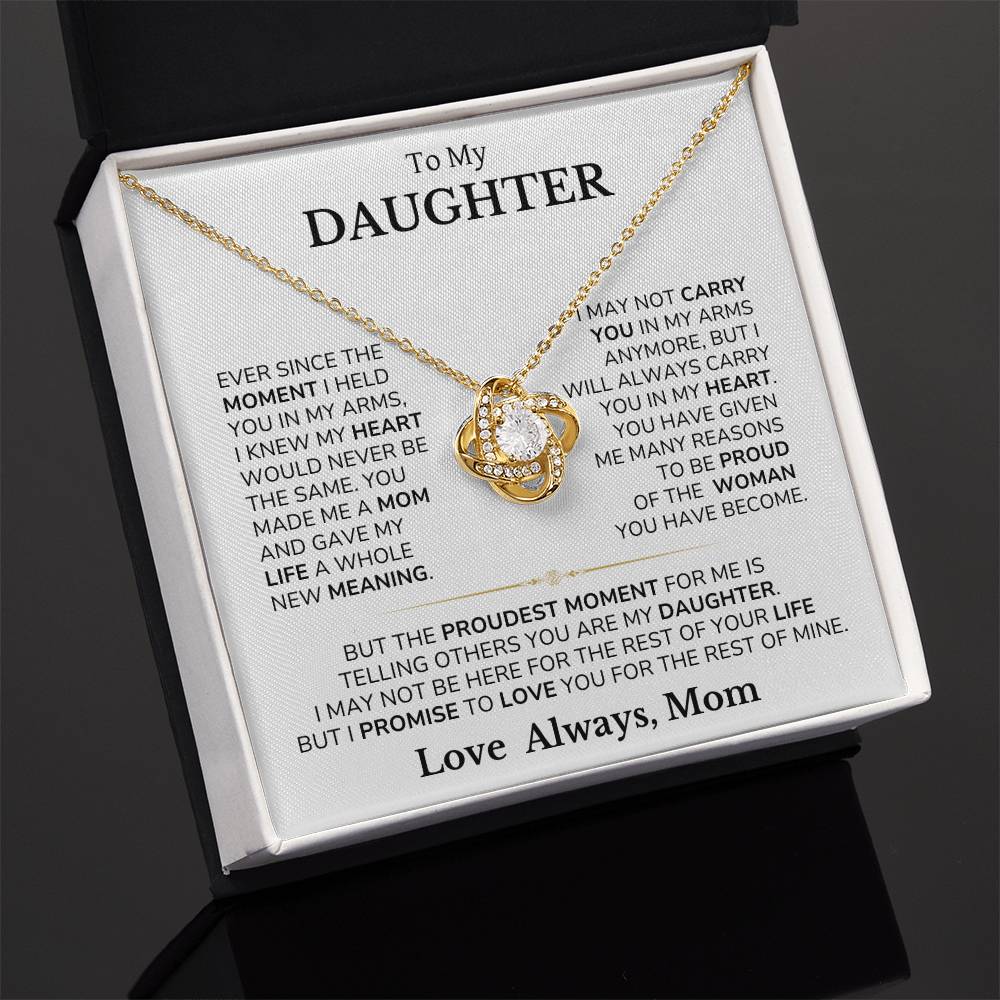 To My Daughter - You Are Always In My Heart - From Mom - Love Knot Necklace